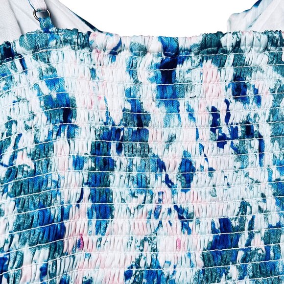 Japna Floral Ruffle Midi Dress HiLo Tiered Adjustable Straps Blue Green Pink XL - Picture 10 of 16